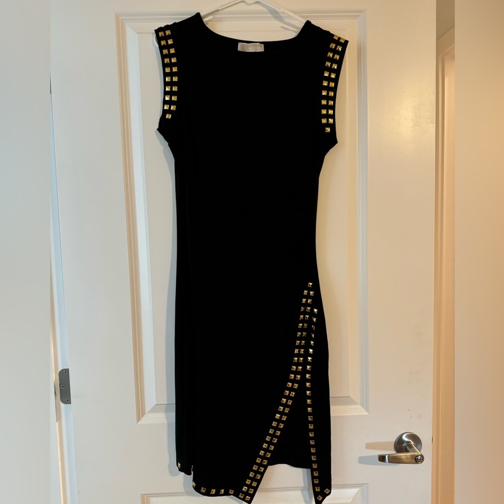 MK black dress with Gold Studs, size medium